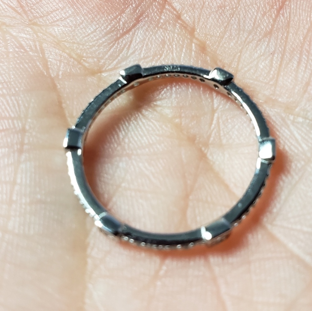 925 Silver Stackable Cubic Zirconia Band - Picture 6 of 8